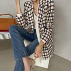 Notch-lapel Check Blazer Ivory - One Size
