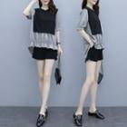 Elbow-sleeve High-low Blouse