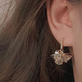 Bar Bead Dangle Earring 1 Pair - Silver Stud - One Size