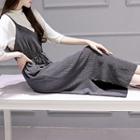 Set: 3/4-sleeve Top + Sleeveless Midi Dress