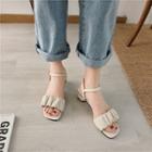 Ruched Ankle-strap Chunky-heel Sandals