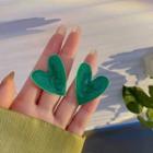 Heart Glaze Alloy Earring 1 Pair - Green - One Size