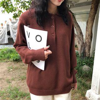 Polo Collared Knit Pullover