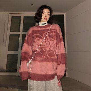 Striped Smiley Face Sweater