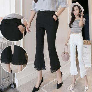 Ruffle Hem Bootcut Cropped Pants