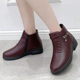 Fleece-lined Heart Charm Short Boots