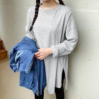 Plus Size Slit-side Longline T-shirt