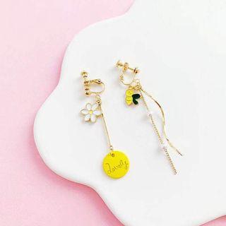Non-matching Alloy Flower & Bee Fringed Earring