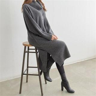 Cowl-neck Wool Midi Sweater Dress