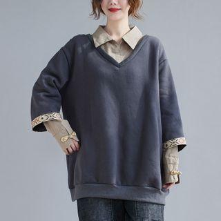 Mock Two-piece Frog-button Top