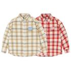 Plaid Letter Embroidered Shirt