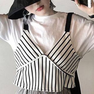 Short-sleeve T-shirt / Striped Tank Top