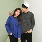 Couple Crew-neck Stripe T-shirt