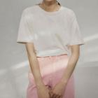 Short-sleeve Logo-embroidered T-shirt