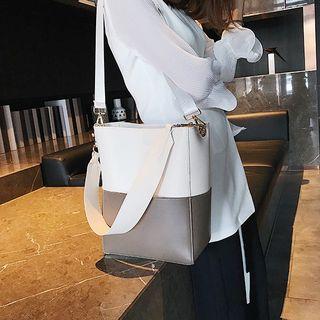 Color Block Bucket Tote Bag