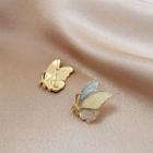 925 Sterling Silver Glaze Butterfly Earring 1 Pair - Earring - Butterfly - Gold - One Size