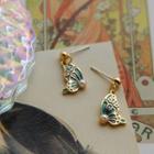 Faux Pearl Alloy Butterfly Dangle Earring 1 Pair - As Shown In Figure - One Size