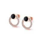 Fashion Simple Plated Rose Gold Geometric Hollow Round Earrings With Cubic Zirconia Rose Gold - One Size