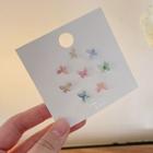 Set Of 8: Butterfly Resin Earring Green & Red & Yellow - One Size