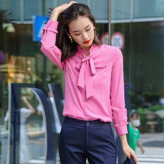 Long-sleeve Tie-neck Blouse / Dress Pants / Pencil Skirt