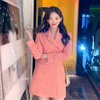 Fringe-trim Tweed Blazer Dress