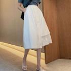 High-waist Plain Asymmetric A-line Skirt