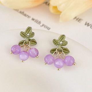Fruit Resin Fringed Earring 1 Pair - Silver Stud - Purple - One Size