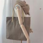 Plaid Cotton Tote Bag Khaki - One Size