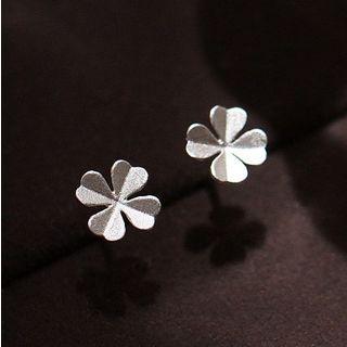 S925 Silver Clover Stud Earring 1 Pair - One Size