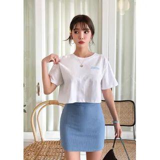 [barbie Diary] Letter Crop T-shirt White - One Size