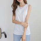 Lace-panel Silky Tank Top