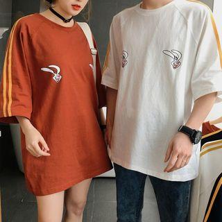 Couple Matching 3/4-sleeve Rabbit Print T-shirt