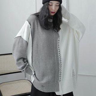 Irregular Panel Sweater White - One Size