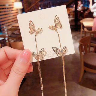 925 Sterling Silver Butterfly Dangle Earring 1 Pair -  As Shown In Figure - One Size