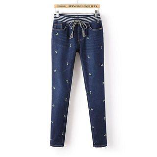 Printed Fleece-lining Jeans