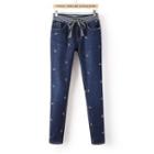 Printed Fleece-lining Jeans