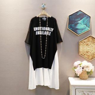 Short-sleeve Lettering Panel Dress