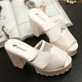 Mesh Panel Platform Sandals