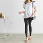 Short Tiered-sleeve Contrast-trim Top