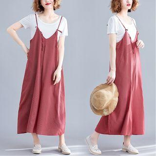 Cropped Wide-leg Jumper Pants White Dotted - Red - One Size