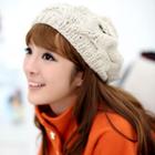 Cable Knit Beret Khaki - One Size