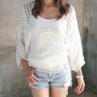 Scoop-neck Crochet-lace Blouse