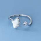 Leaf Shell Sterling Silver Open Ring 1 Pc - Silver - One Size
