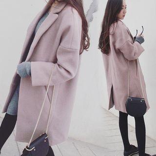 Slit-back Lapel Tweed Coat