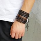Braided / Layered Genuine Leather Bracelet (various Designs) Set Of 5 - One Size