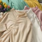 Mock-neck Ruched Skinny Top In 6 Colors