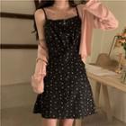 Light Jacket / Spaghetti Strap Floral A-line Dress
