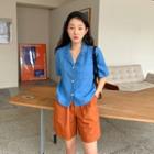 Notch-collar Linen Shirt