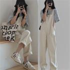 Elbow-sleeve T-shirt / Wide Leg Jumper Jeans