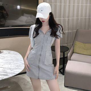 Short-sleeve Hooded Mini Dress